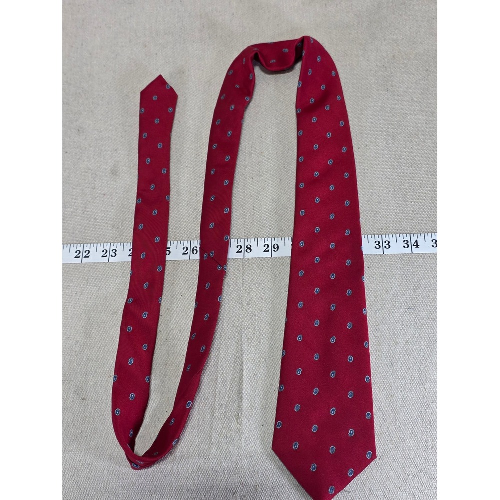 Hennessy Couture Paris New York Mens Silk Tie Red Blue Paisley Medallion Vintage